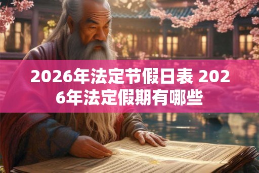 2026年法定节假日表 2026年法定假期有哪些 2026年法定节假日表 2026年法定假期有哪些