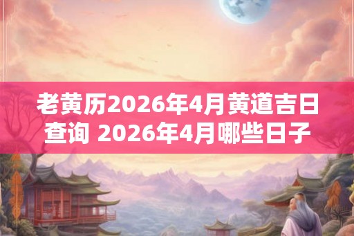 老黄历2026年4月黄道吉日查询 2026年4月哪些日子是黄道吉日