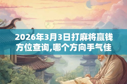 2026年3月3日打麻将赢钱方位查询,哪个方向手气佳 2026年3月3日打麻将赢钱方位查询,哪个方向手气佳