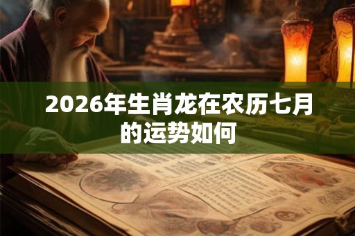 2026年生肖龙在农历七月的运势如何