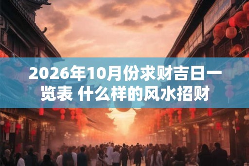 2026年10月份求财吉日一览表 什么样的风水招财