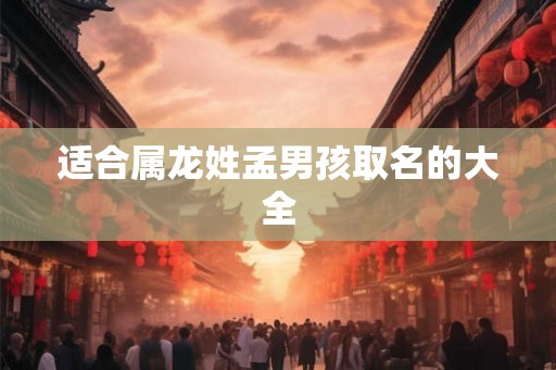 适合属龙姓孟男孩取名的大全