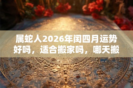 属蛇人2026年闰四月运势好吗,适合搬家吗,哪天搬家好? 属蛇人2026年闰四月运势好吗,适合搬家吗,哪天搬家好?