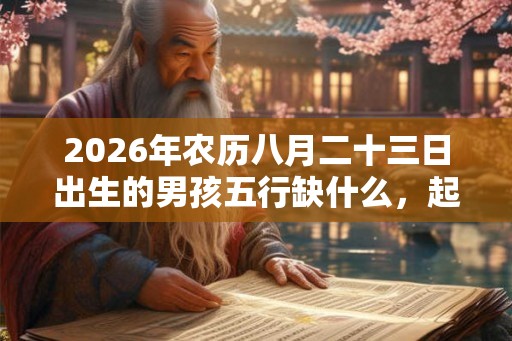 2026年农历八月二十三日出生的男孩五行缺什么，起什么名字好？