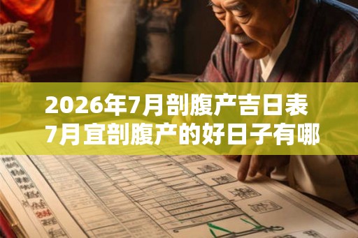 2026年7月剖腹产吉日表  7月宜剖腹产的好日子有哪些