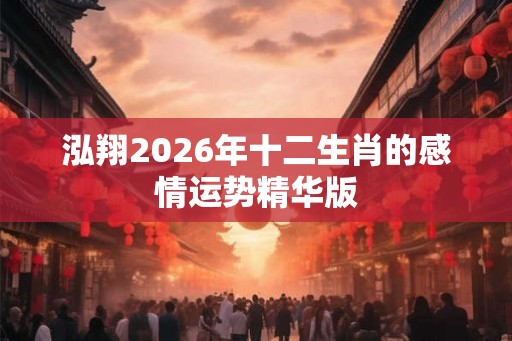 泓翔2026年十二生肖的感情运势精华版