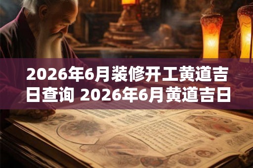 2026年6月装修开工黄道吉日查询 2026年6月黄道吉日装修开工是哪天 2026年6月装修开工黄道吉日查询 2026年6月黄道吉日装修开工是哪天