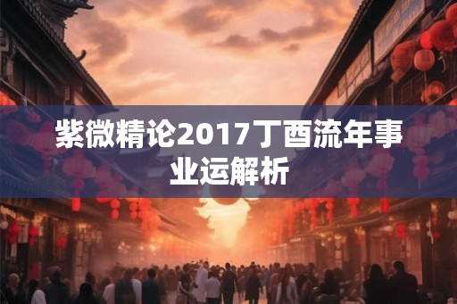 紫微精论2017丁酉流年事业运解析