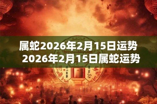 属蛇2026年2月15日运势  2026年2月15日属蛇运势详解