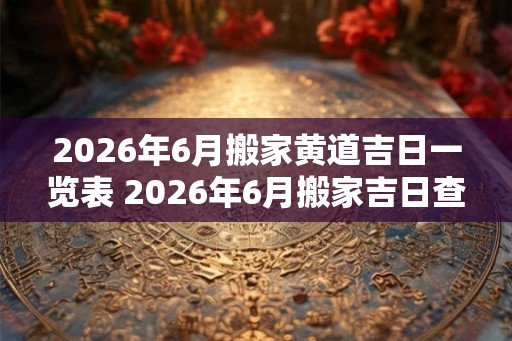 2026年6月搬家黄道吉日一览表 2026年6月搬家吉日查询