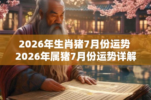 2026年生肖猪7月份运势 2026年属猪7月份运势详解 2026年生肖猪7月份运势 2026年属猪7月份运势详解
