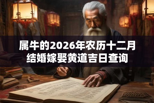 属牛的2026年农历十二月结婚嫁娶黄道吉日查询