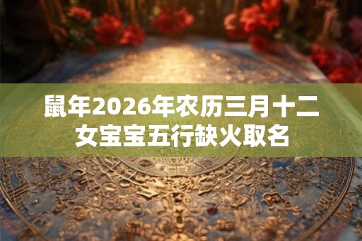 鼠年2026年农历三月十二女宝宝五行缺火取名
