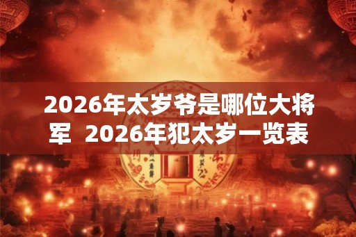2026年太岁爷是哪位大将军 2026年犯太岁一览表 2026年太岁爷是哪位大将军 2026年犯太岁一览表