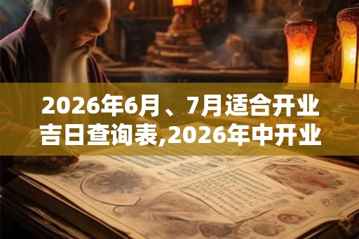2026年6月、7月适合开业吉日查询表,2026年中开业吉日