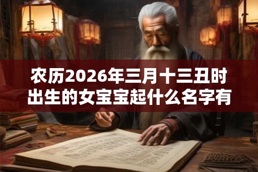 农历2026年三月十三丑时出生的女宝宝起什么名字有意义，五行属什么