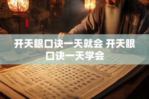 开天眼口诀一天就会 开天眼口诀一天学会