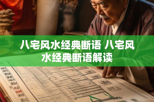 八宅风水经典断语 八宅风水经典断语解读