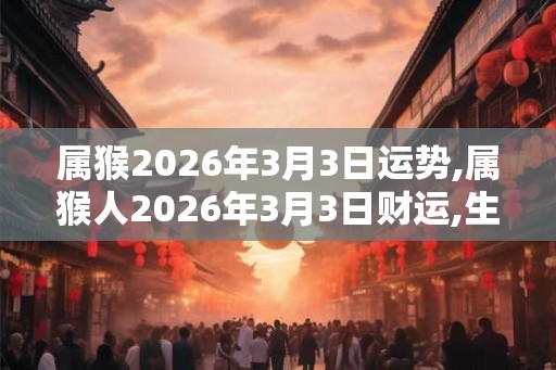 属猴2026年3月3日运势,属猴人2026年3月3日财运,生肖猴2026年3月3日运势