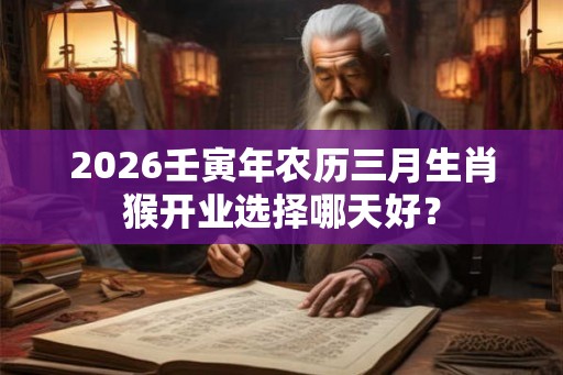 2026壬寅年农历三月生肖猴开业选择哪天好？