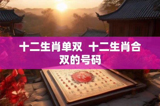 十二生肖单双  十二生肖合双的号码