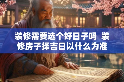装修需要选个好日子吗  装修房子择吉日以什么为准