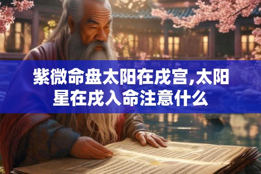 紫微命盘太阳在戌宫,太阳星在戌入命注意什么