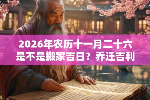 2026年农历十一月二十六是不是搬家吉日？乔迁吉利吗