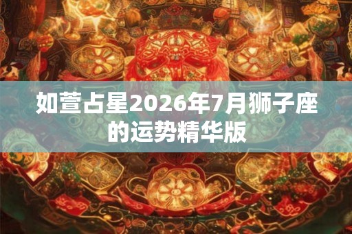 如萱占星2026年7月狮子座的运势精华版 如萱占星2026年7月狮子座的运势精华版