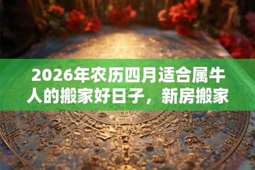 2026年农历四月适合属牛人的搬家好日子，新房搬家注意事项