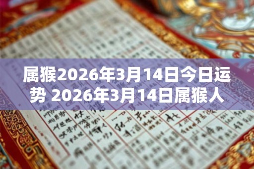 属猴2026年3月14日今日运势 2026年3月14日属猴人运势好吗