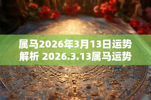 属马2026年3月13日运势解析 2026.3.13属马运势分析 属马2026年3月13日运势解析 2026.3.13属马运势分析
