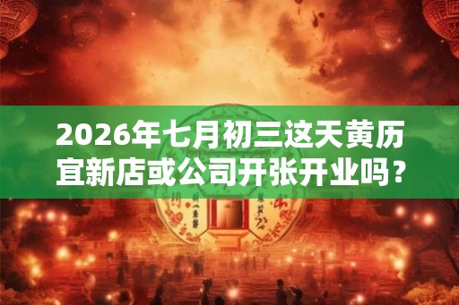 2026年七月初三这天黄历宜新店或公司开张开业吗？