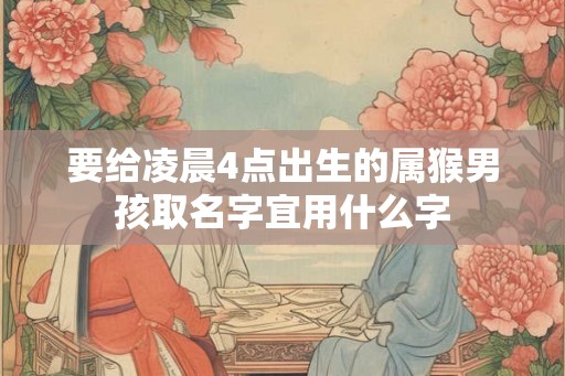 要给凌晨4点出生的属猴男孩取名字宜用什么字 要给凌晨4点出生的属猴男孩取名字宜用什么字