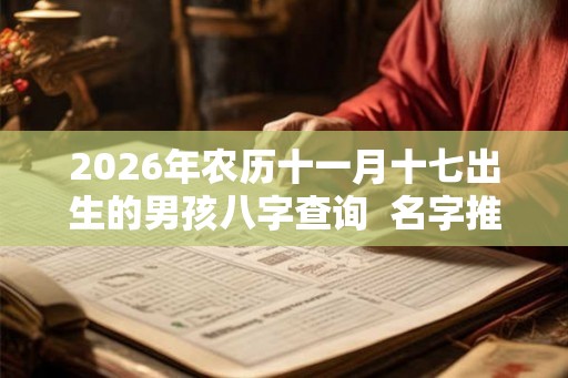 2026年农历十一月十七出生的男孩八字查询  名字推荐