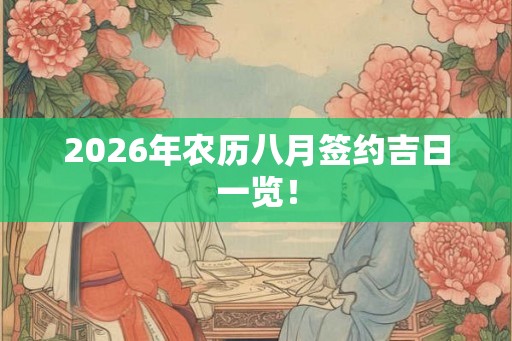 2026年农历八月签约吉日一览！