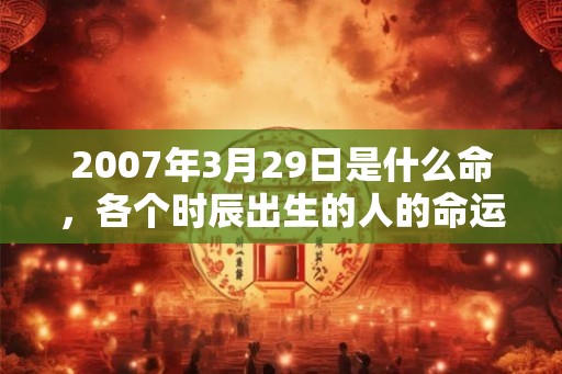 2007年3月29日是什么命，各个时辰出生的人的命运