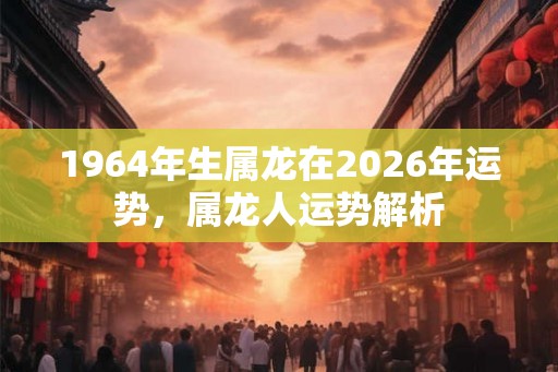 1964年生属龙在2026年运势，属龙人运势解析