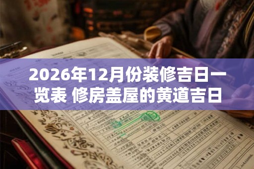 2026年12月份装修吉日一览表 修房盖屋的黄道吉日