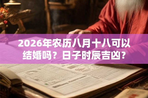 2026年农历八月十八可以结婚吗?日子时辰吉凶? 2026年农历八月十八可以结婚吗?日子时辰吉凶?