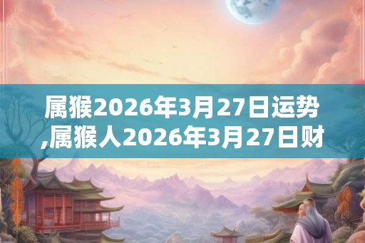 属猴2026年3月27日运势,属猴人2026年3月27日财运,生肖猴2026年3月27日运势 属猴2026年3月27日运势,属猴人2026年3月27日财运,生肖猴2026年3月27日运势