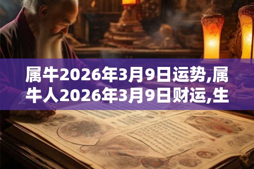 属牛2026年3月9日运势,属牛人2026年3月9日财运,生肖牛2026年3月9日运势