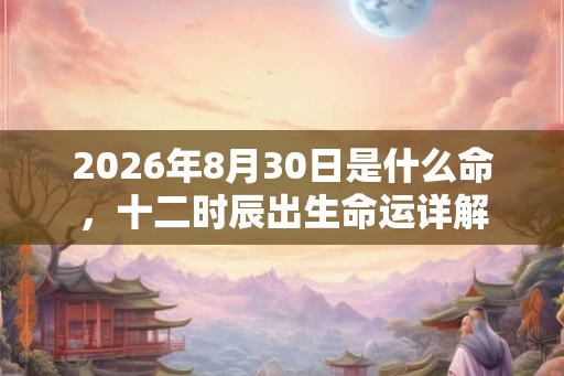 2026年8月30日是什么命，十二时辰出生命运详解