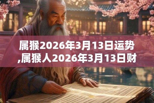 属猴2026年3月13日运势,属猴人2026年3月13日财运,生肖猴2026年3月13日运势