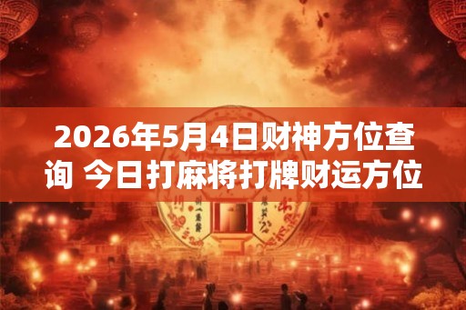 2026年5月4日财神方位查询 今日打麻将打牌财运方位