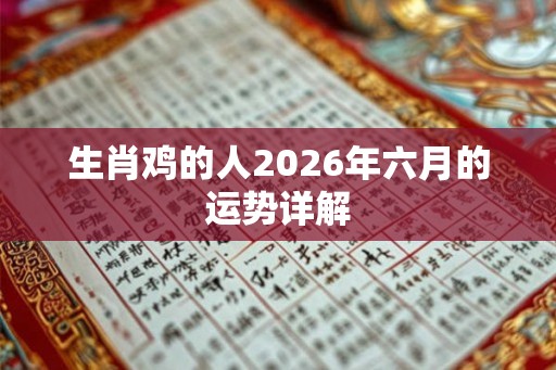 生肖鸡的人2026年六月的运势详解