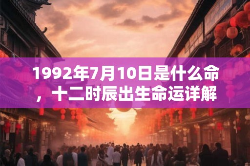 1992年7月10日是什么命，十二时辰出生命运详解