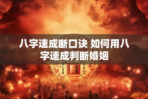 八字速成断口诀 如何用八字速成判断婚姻