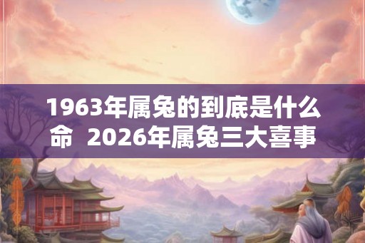 1963年属兔的到底是什么命  2026年属兔三大喜事