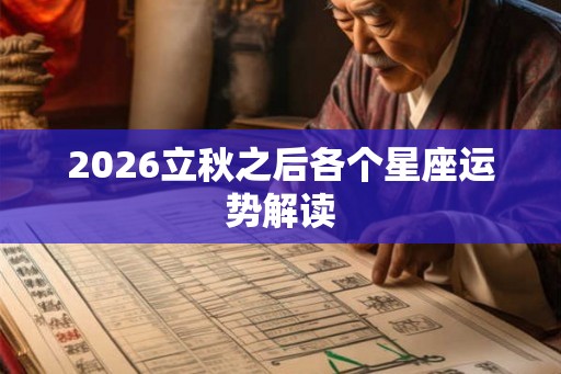 2026立秋之后各个星座运势解读